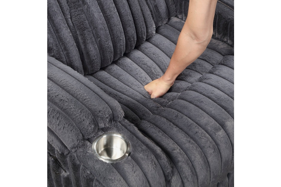 Phyllis Gray Corduroy Recliner 8348DGY-1