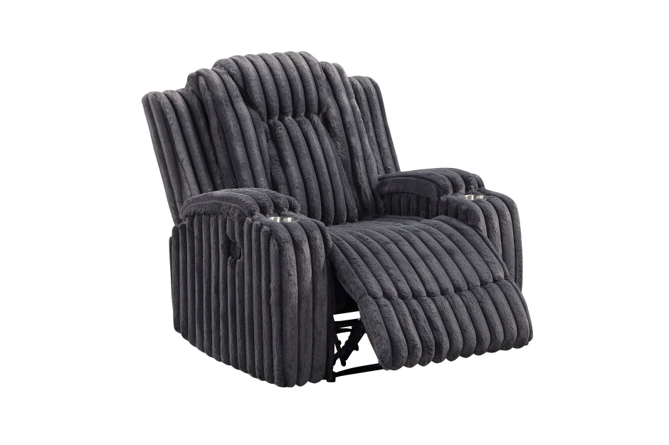 Phyllis Gray Corduroy Recliner 8348DGY-1