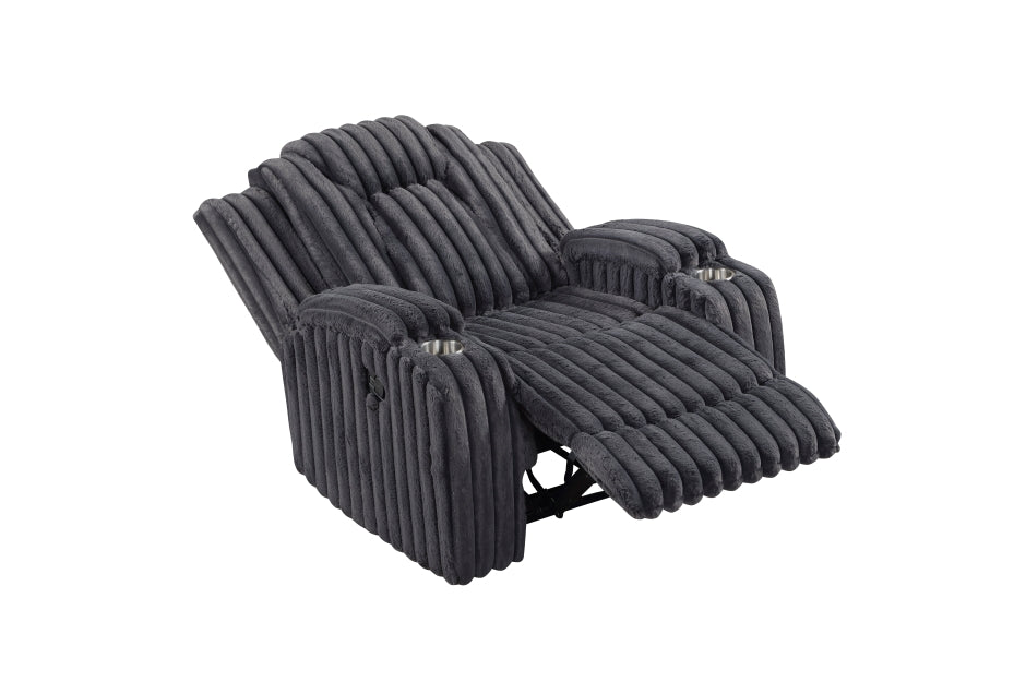 Phyllis Gray Corduroy Recliner 8348DGY-1