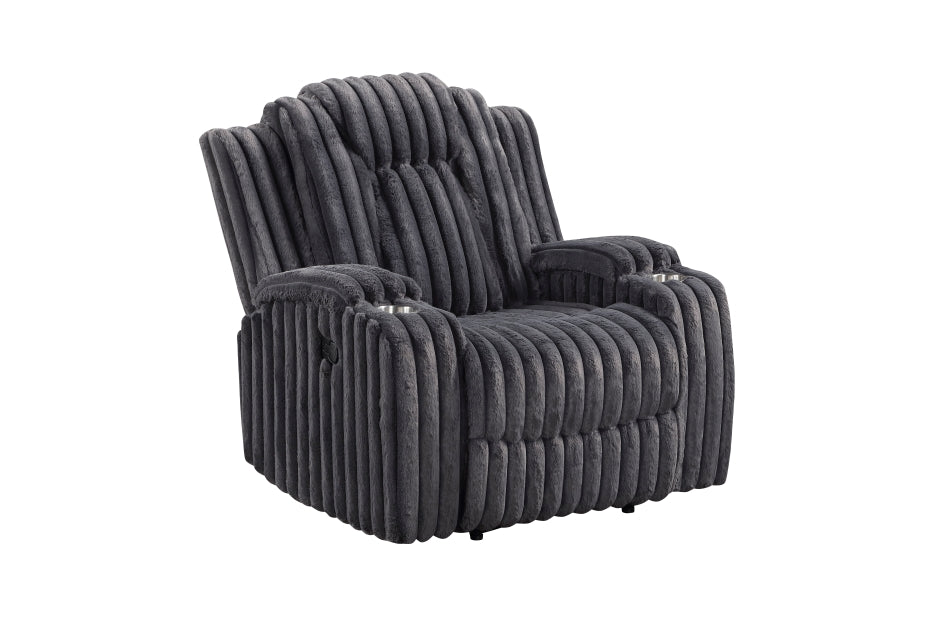 Phyllis Gray Corduroy Recliner 8348DGY-1