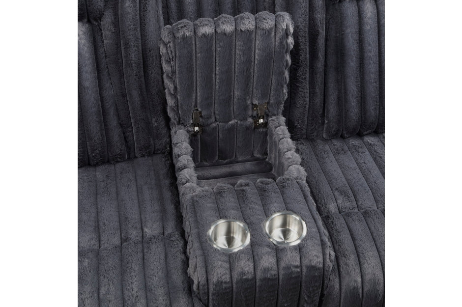 Phyllis Gray Corduroy 2 Pc Sofa Set 8348DGY