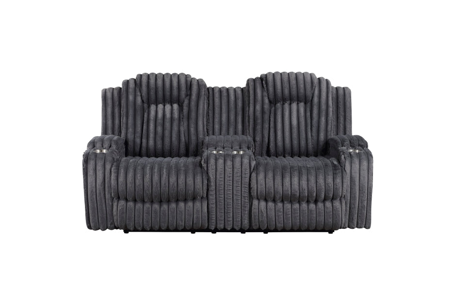 Phyllis Gray Corduroy 2 Pc Sofa Set 8348DGY