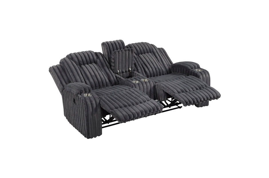 Phyllis Gray Corduroy 2 Pc Sofa Set 8348DGY