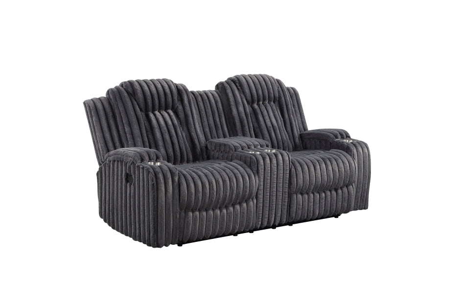 Phyllis Gray Corduroy 2 Pc Sofa Set 8348DGY