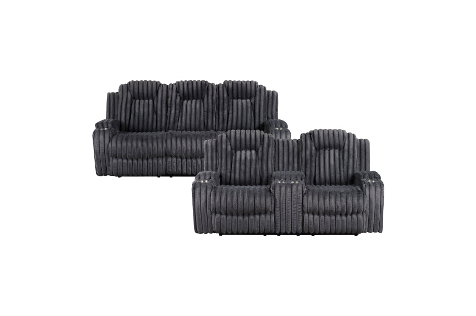 Phyllis Gray Corduroy 2 Pc Sofa Set 8348DGY