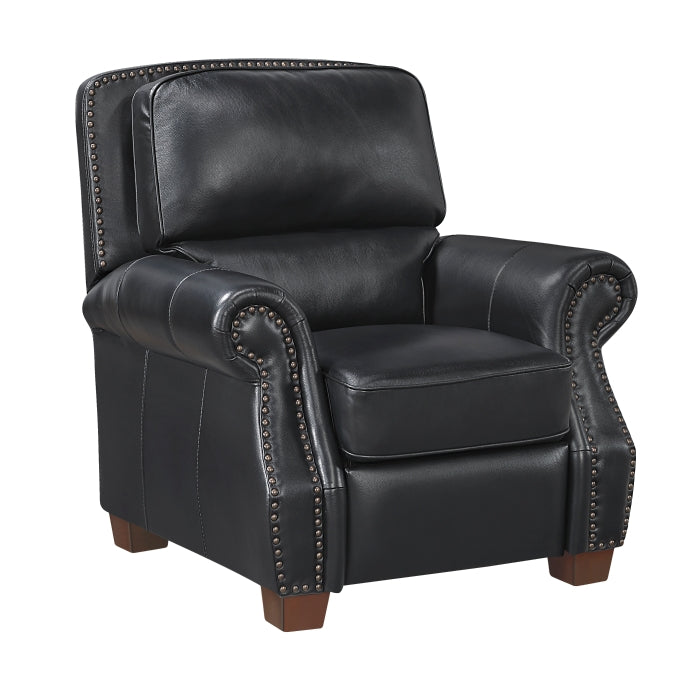 Remington Black Leather Push Back Recliner