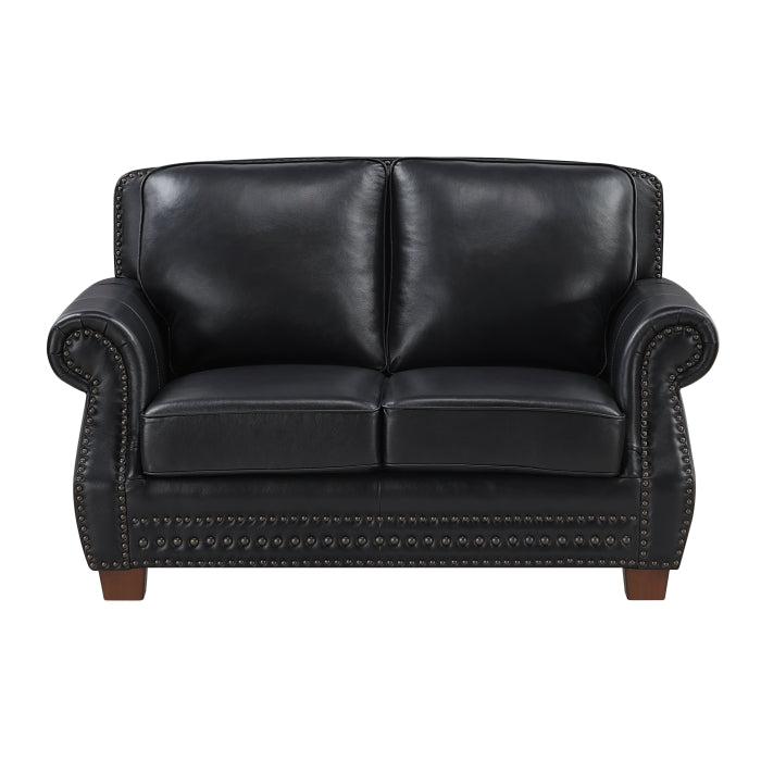 Remington Black Genuine Leather 2 Pc Sofa Set