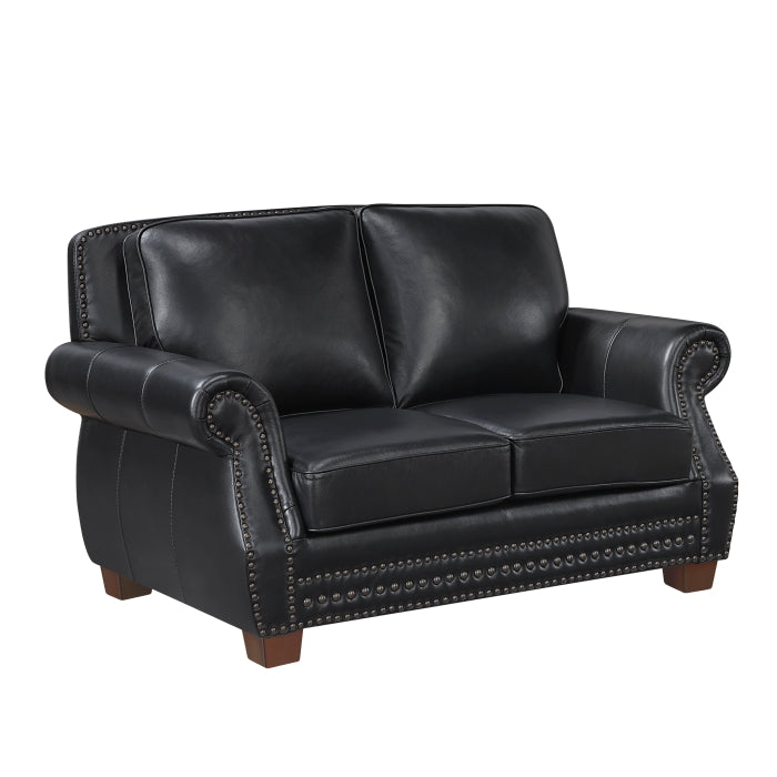 Remington Black Genuine Leather 2 Pc Sofa Set