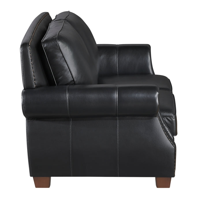 Remington Black Genuine Leather 2 Pc Sofa Set
