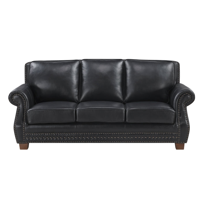 Remington Black Genuine Leather 2 Pc Sofa Set