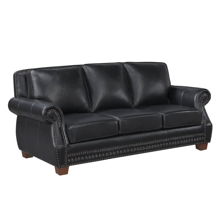 Remington Black Genuine Leather 2 Pc Sofa Set