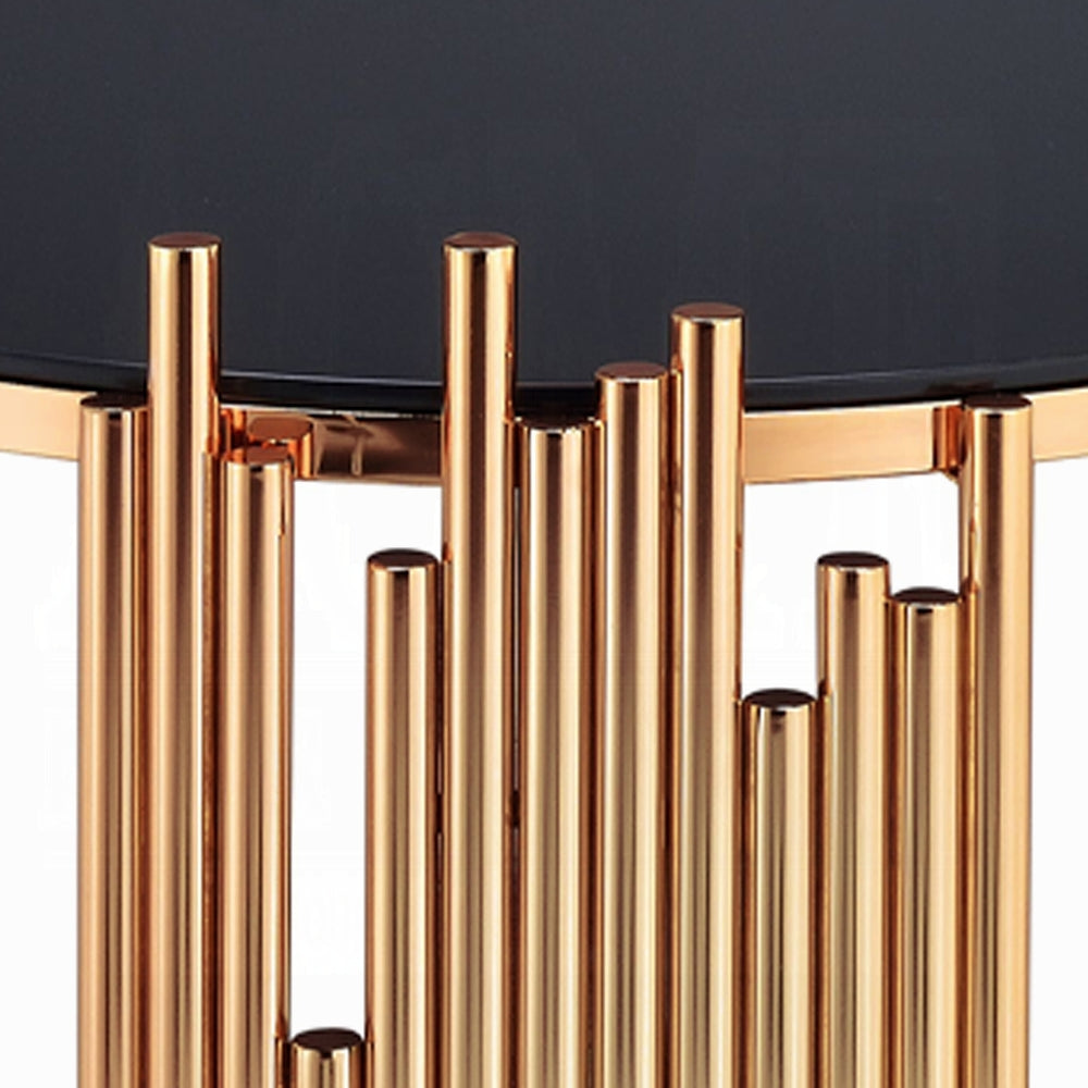 Tanquin Black Glass Gold Finish End Table