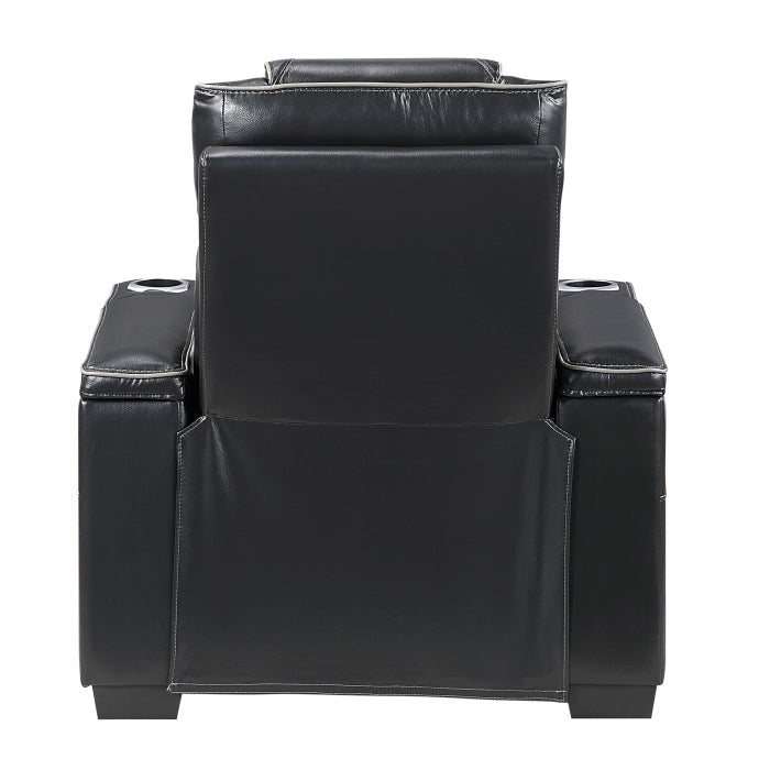 Apex Black Leather Power Recliner
