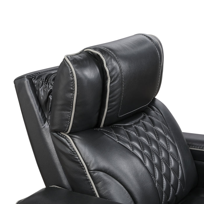 Apex Black Leather Power Recliner