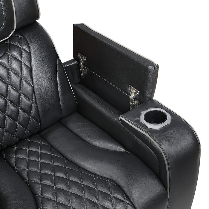Apex Black Leather Power Recliner