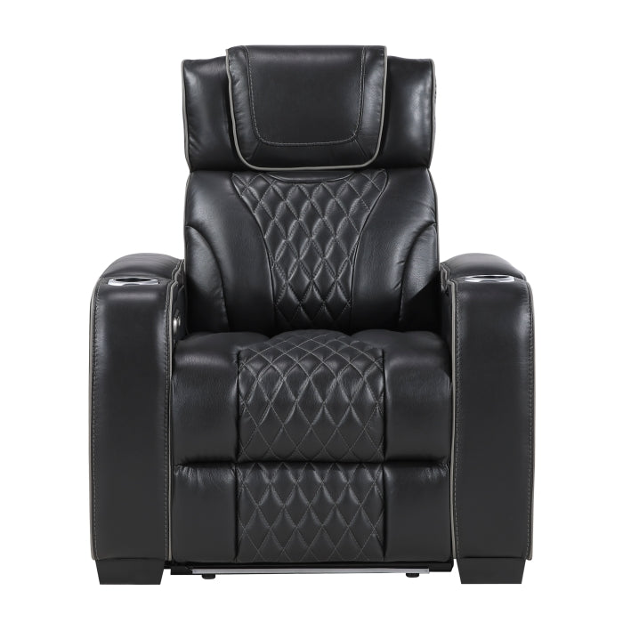 Apex Black Leather Power Recliner