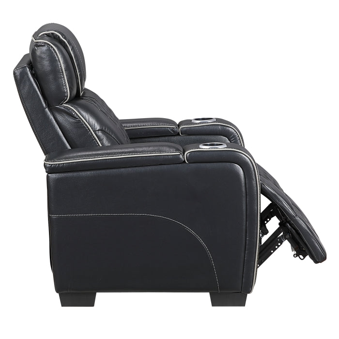 Apex Black Leather Power Recliner