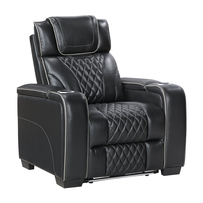 Apex Black Leather Power Recliner