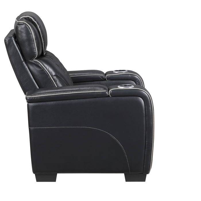 Apex Black Leather Power Recliner