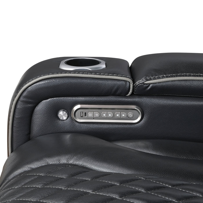 Apex Black Leather Power Recliner