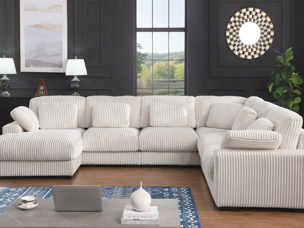 Nadine Beige Corduroy Corner Sectional 89160