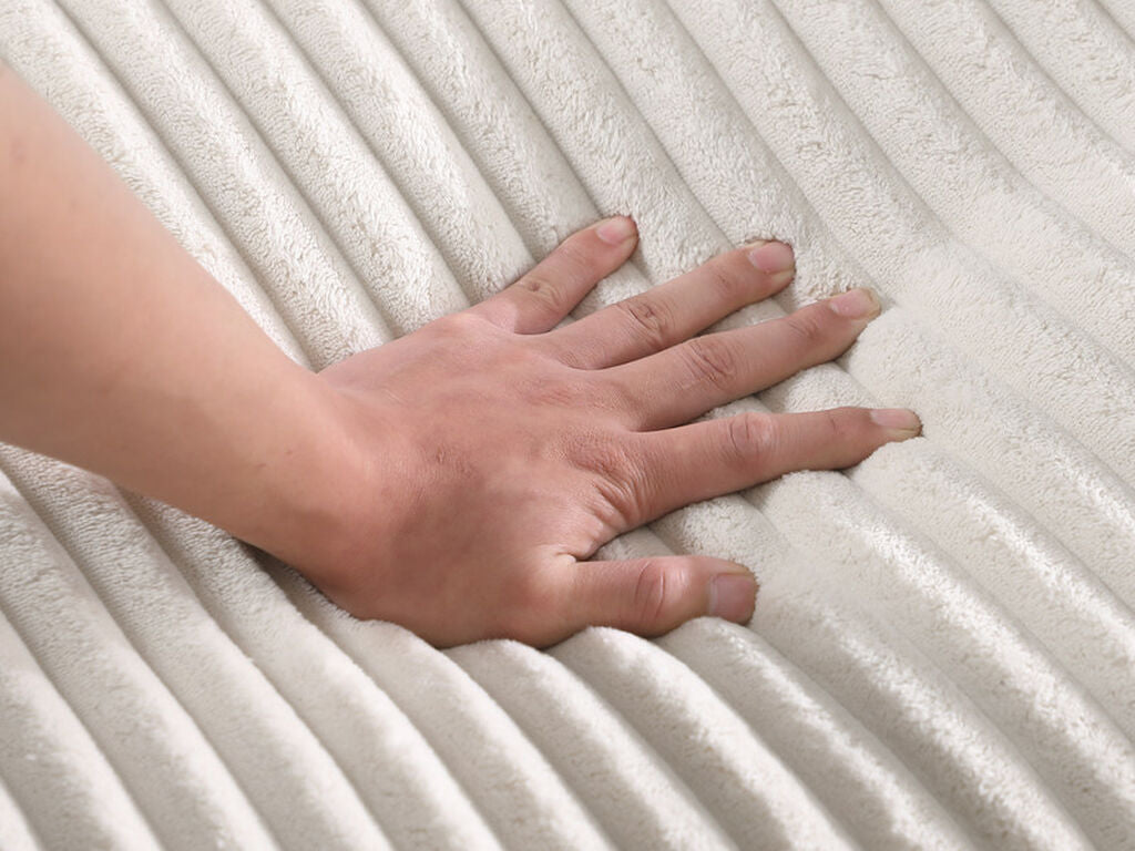 Nadine Beige Corduroy Corner Sectional 89160