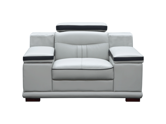 908 Sillón Cuero Gris Claro