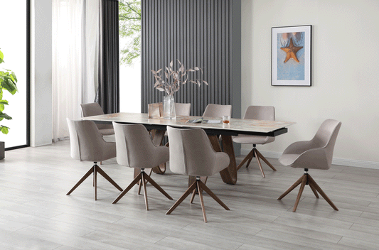 ESF 9086 Marble Top Dining Set - 2 Extensions