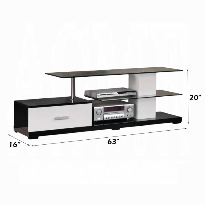 Mueble para TV blanco y negro Ivana - Almacenamiento abierto