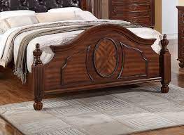F9142 Poundex Four Post Bed - Faux Leather Headboard