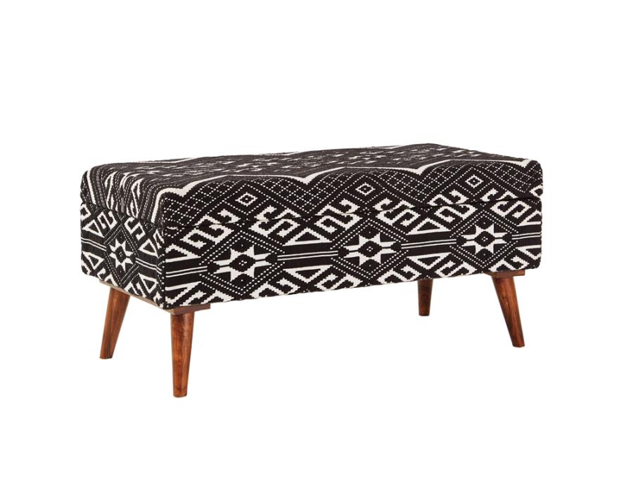 Cababi Tribal Fabric Upholstered Storage Bench Orange & Beige