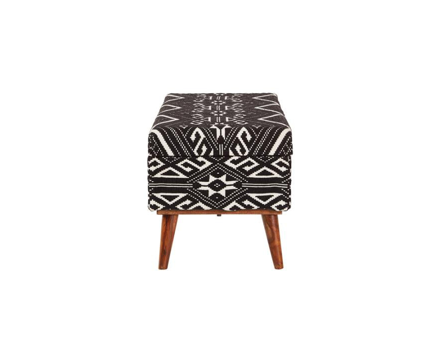 Cababi Tribal Fabric Upholstered Storage Bench Orange & Beige