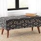 Cababi Tribal Fabric Upholstered Storage Bench Orange & Beige