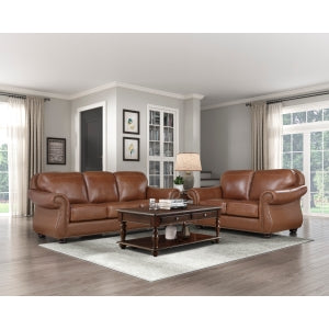 Attleboro Top Grain Leather Sofa & Love