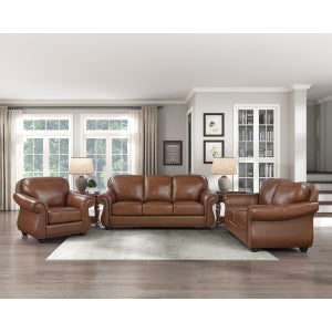 Attleboro Top Grain Leather Sofa & Love