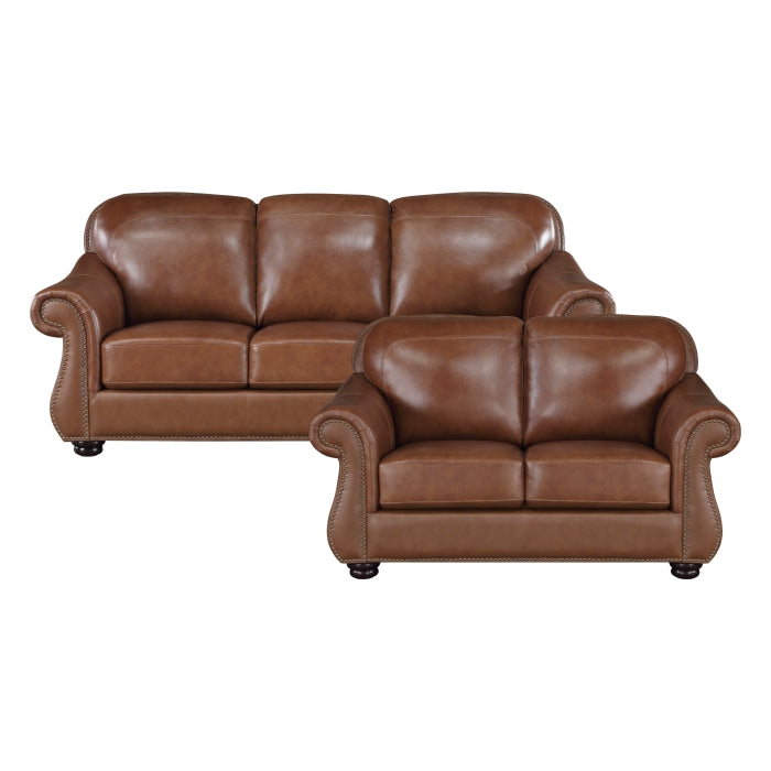 Attleboro Top Grain Leather Sofa & Love