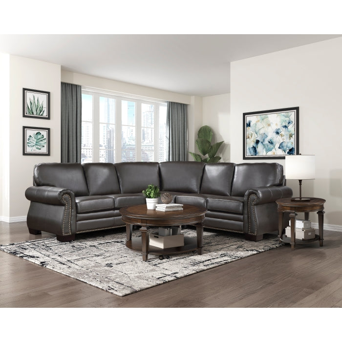 Wareham Top Grain Dark Brown Leather Sectional