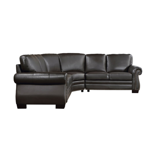 Wareham Top Grain Dark Brown Leather Sectional
