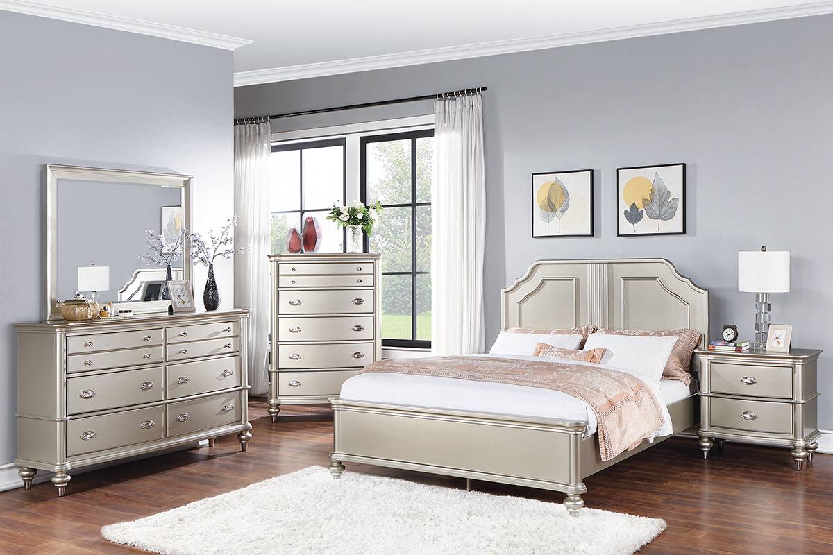 Poundex F9464 Silver 4 Pc Bedroom Set