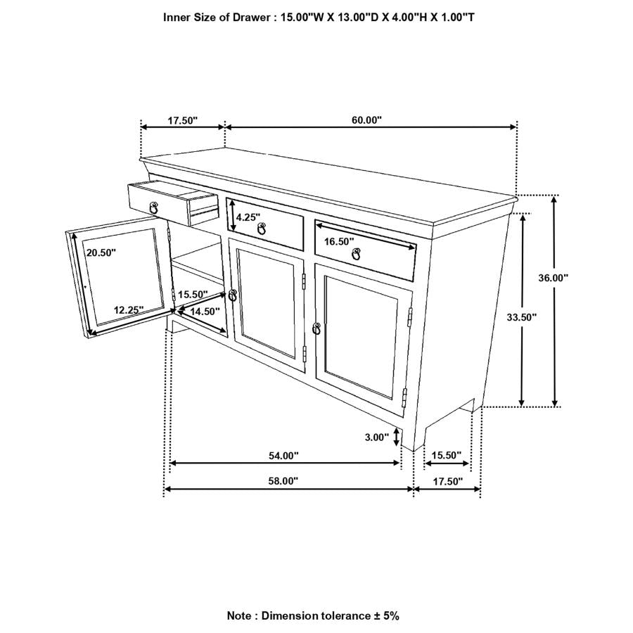 Gabinete decorativo de 4 cajones Harper - Madera recuperada