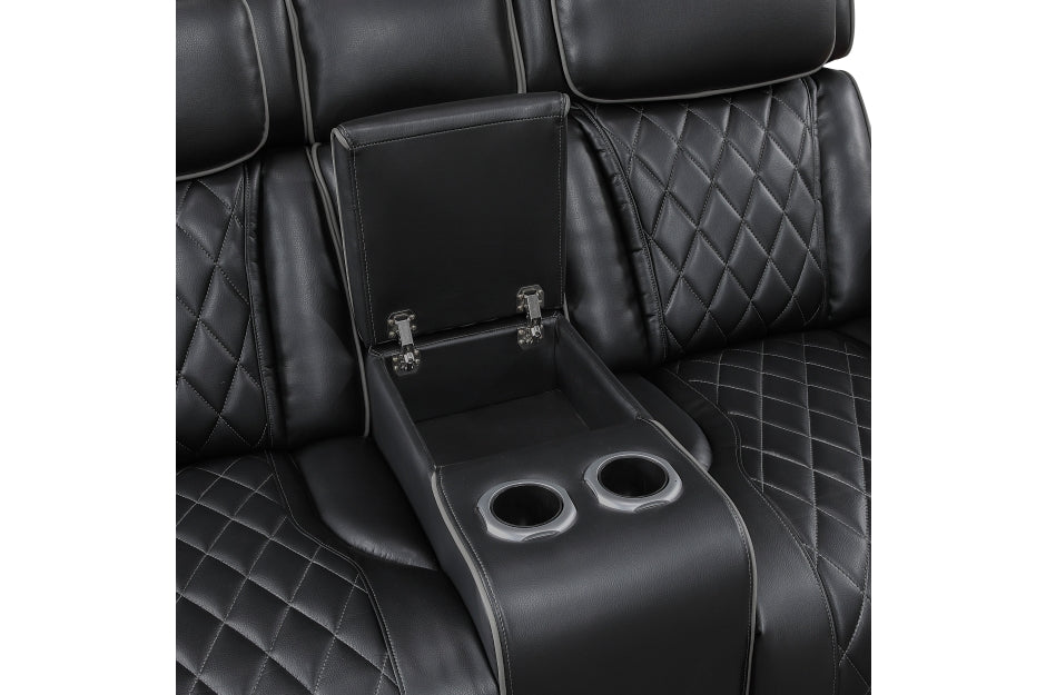 Fairway Black 2 Pc Living Room Set - Power Recliners
