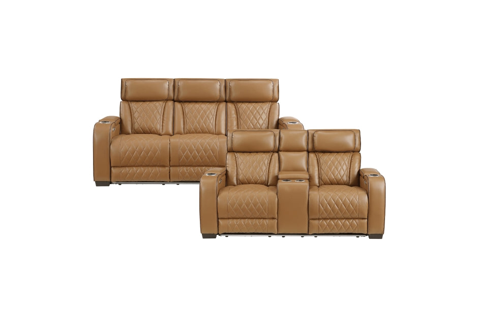 Fairway Tan Sofa & Loveseat Power Recliners