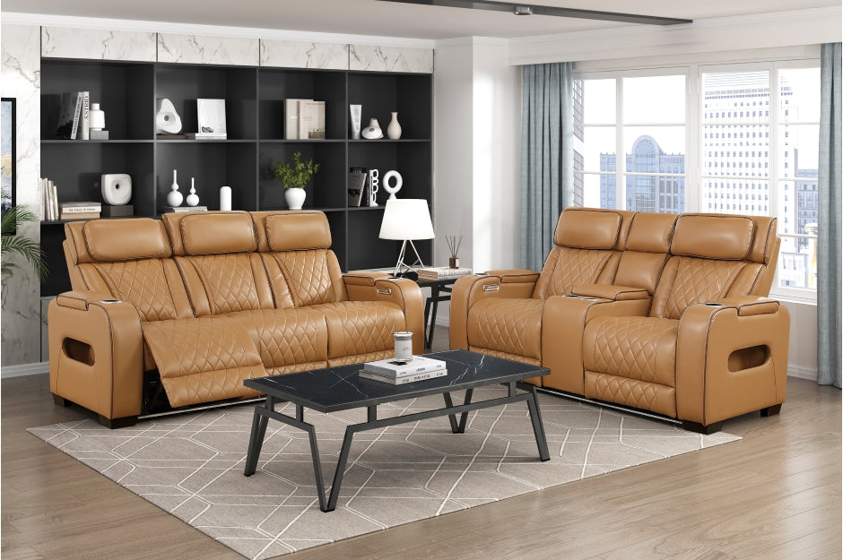 Fairway Tan Sofa & Loveseat Power Recliners