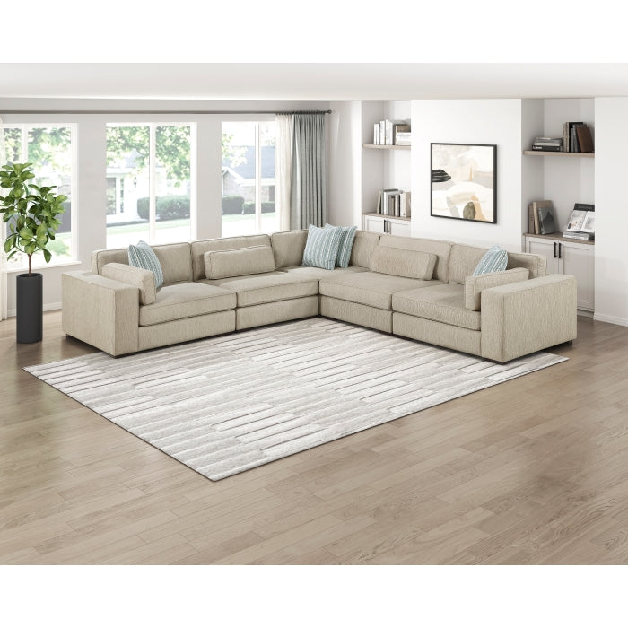 Mila 5 Pc Modular Sectional Pewter Chenille