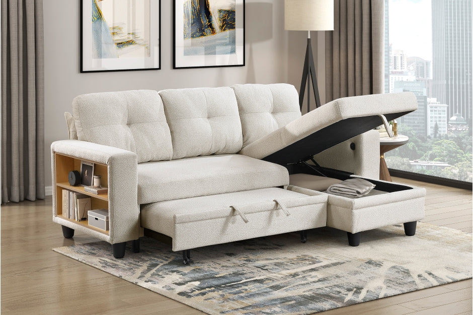 Ansley Sectional w/Reversible Chaise, Pull-out Bed