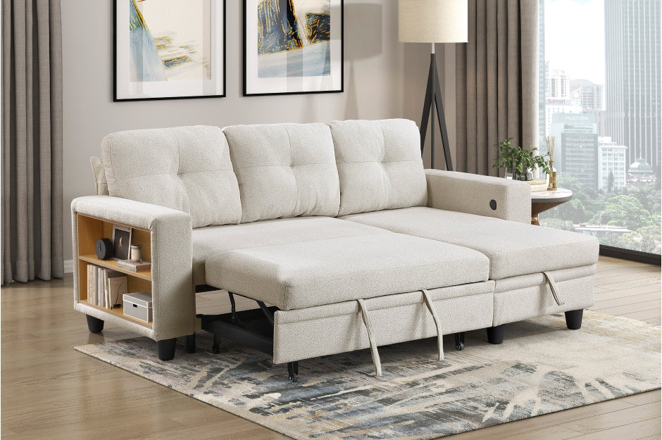 Ansley Sectional w/Reversible Chaise, Pull-out Bed