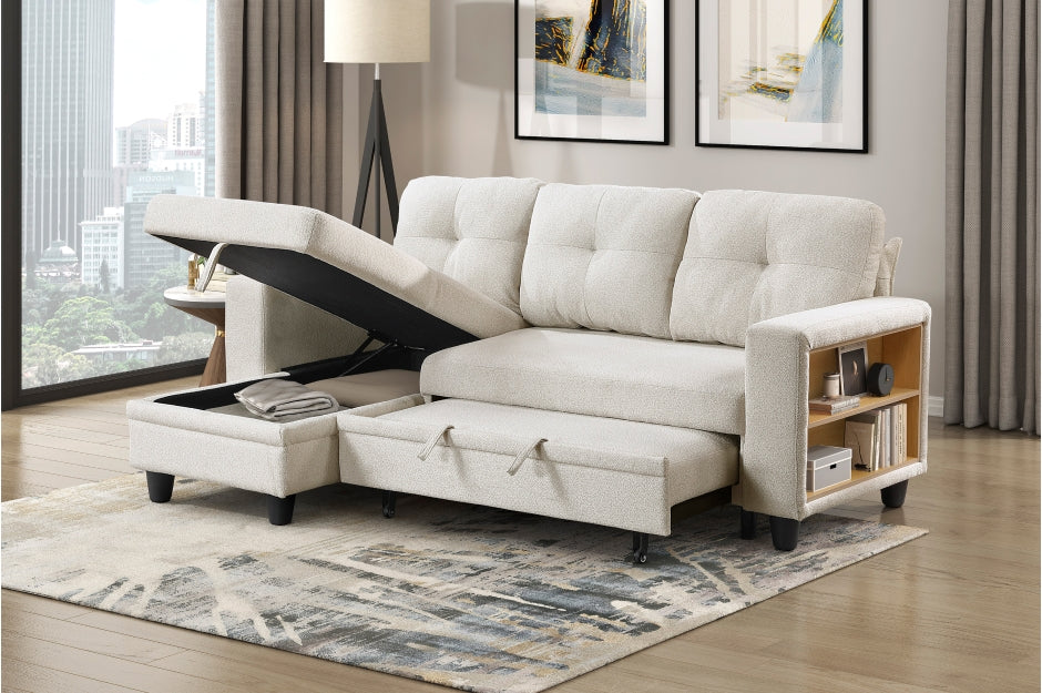 Ansley Sectional w/Reversible Chaise, Pull-out Bed