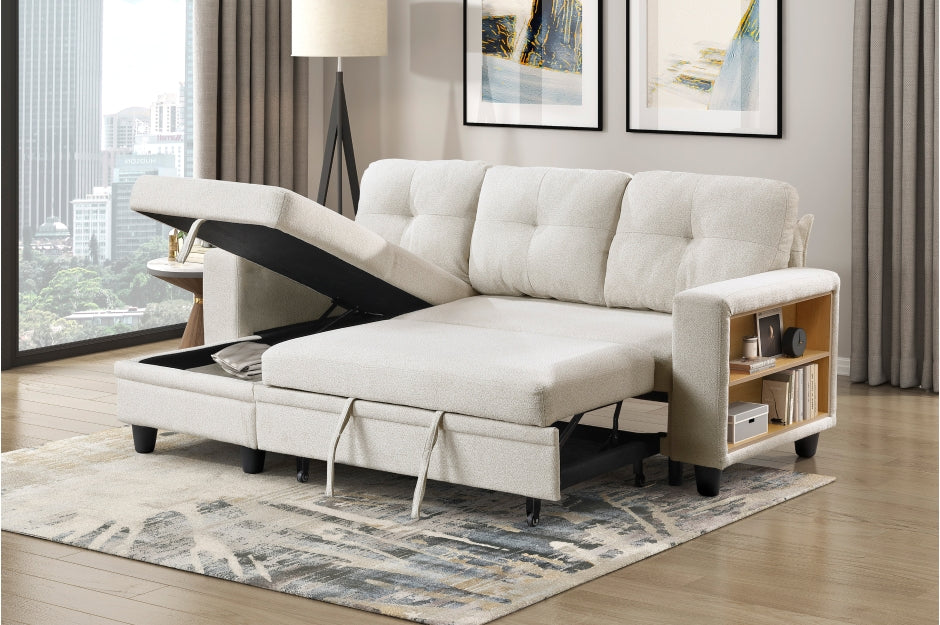 Ansley Sectional w/Reversible Chaise, Pull-out Bed