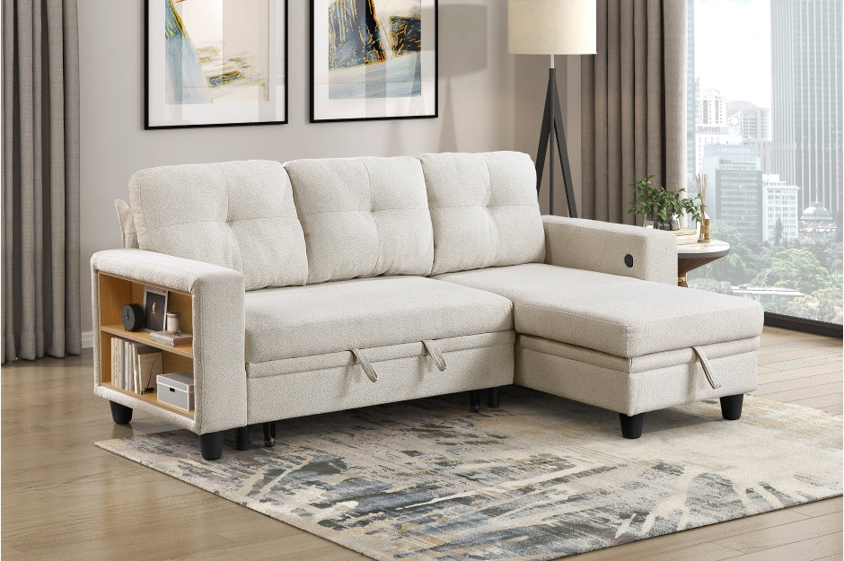 Ansley Sectional w/Reversible Chaise, Pull-out Bed