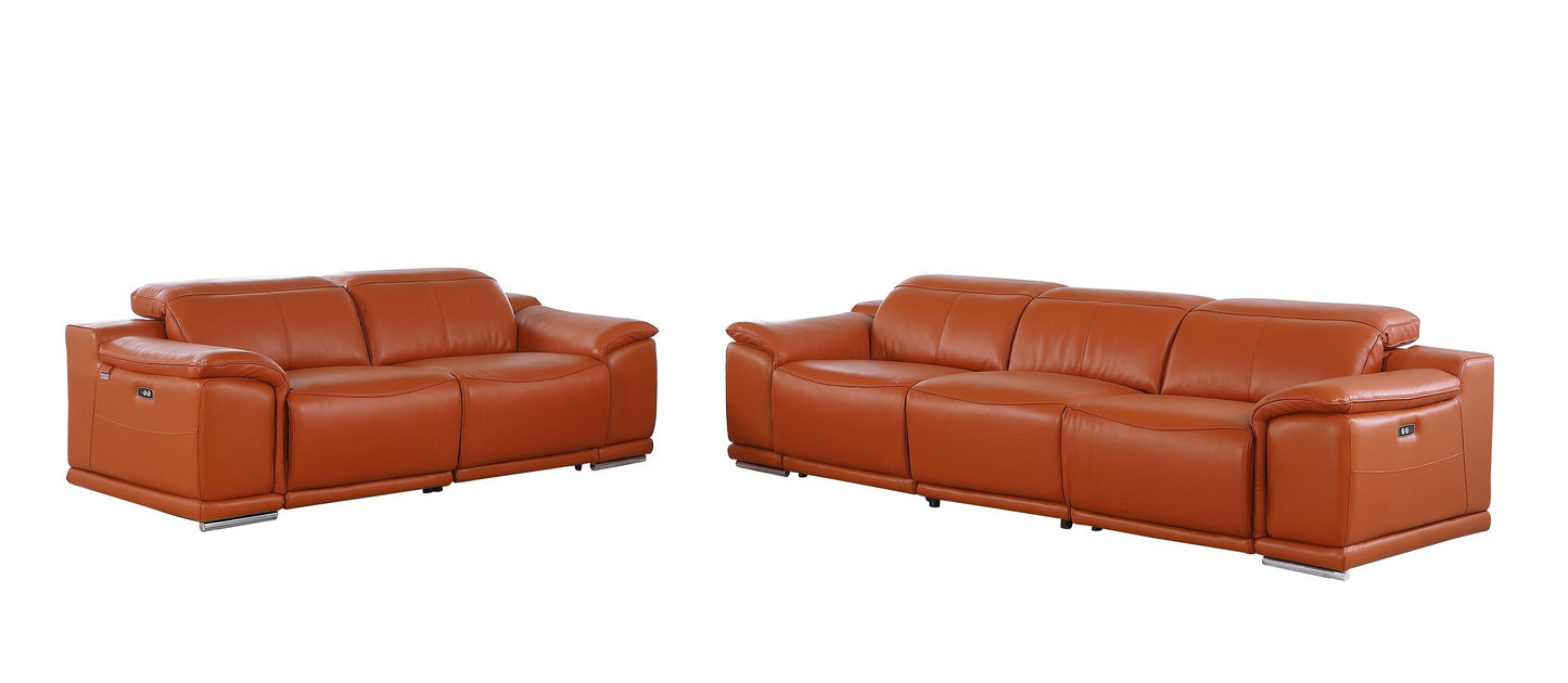 9762 Global United Leather Sofa Set - Camel